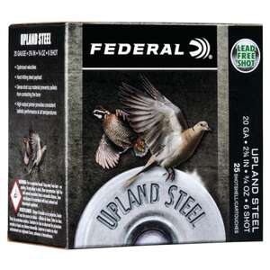 Federal - Upland - 20 Gauge 2.75" - FR STL 20GA 2.75IN 3/4OZ SZ 6 25/BX for sale