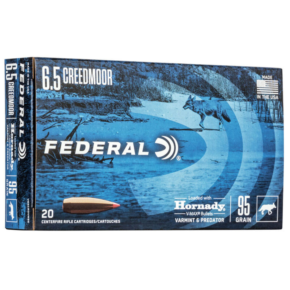 Federal - Varmint & Predator - 6.5mm Creedmoor - HORNADY V-MAX 6.5 CREEDMOOR 95 GR 20/BX for sale