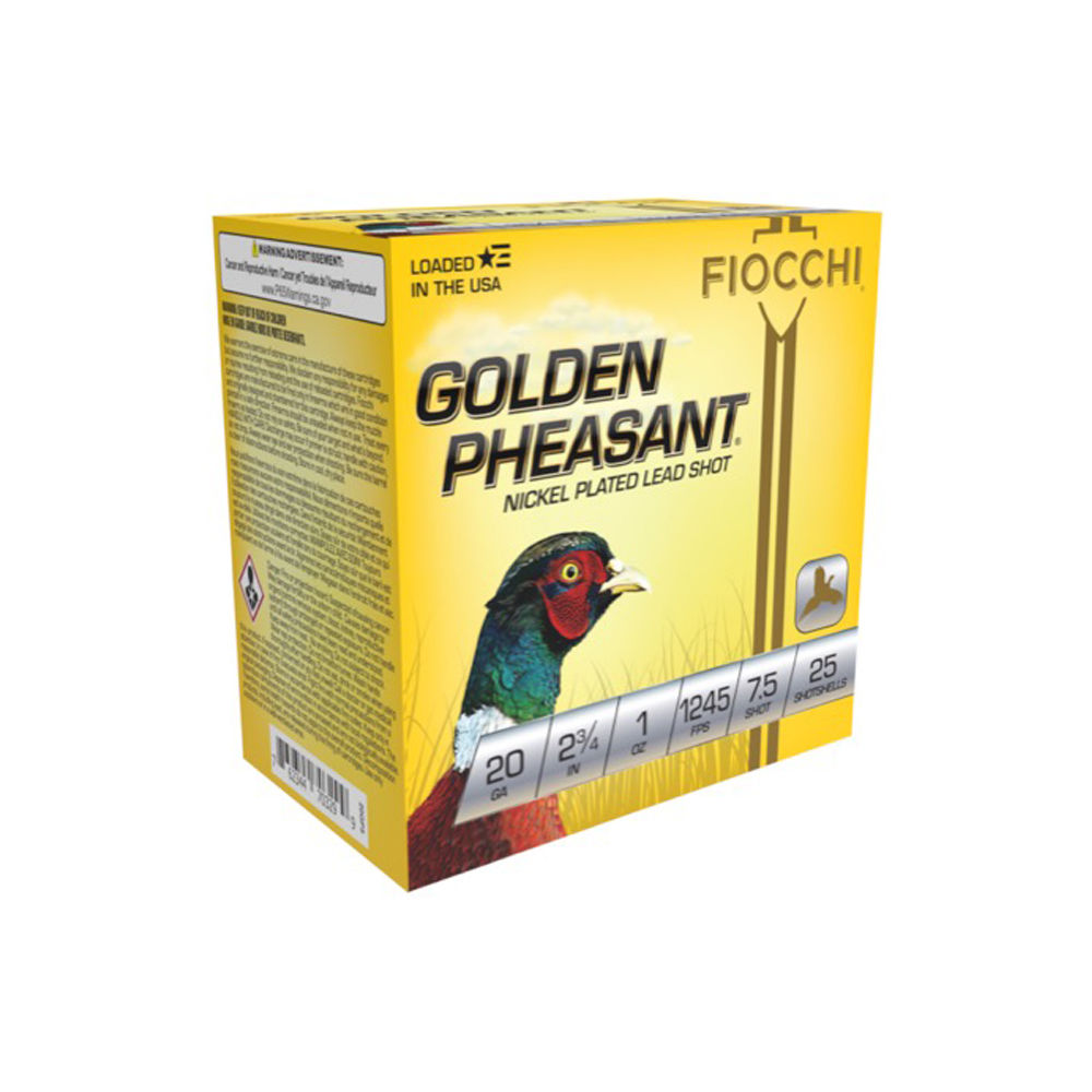 Fiocchi - Golden Pheasant - 20 GA - GOLDP 20GA 2.75IN 7.5 1OZ 25RD for sale