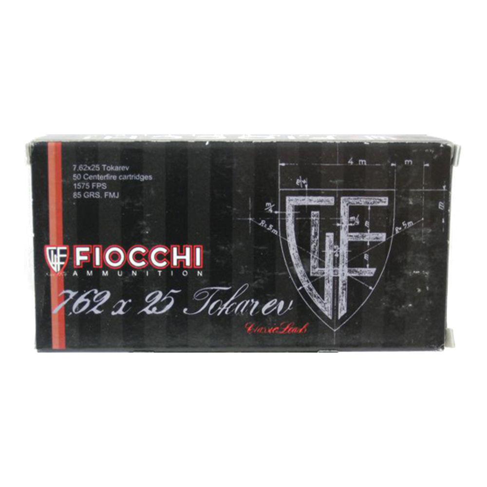 Fiocchi - Heritage - 7.62x25mm Tokarev - CLASSIC 7.62 TOKAREV 85 GR FMJ 50RD/BX for sale