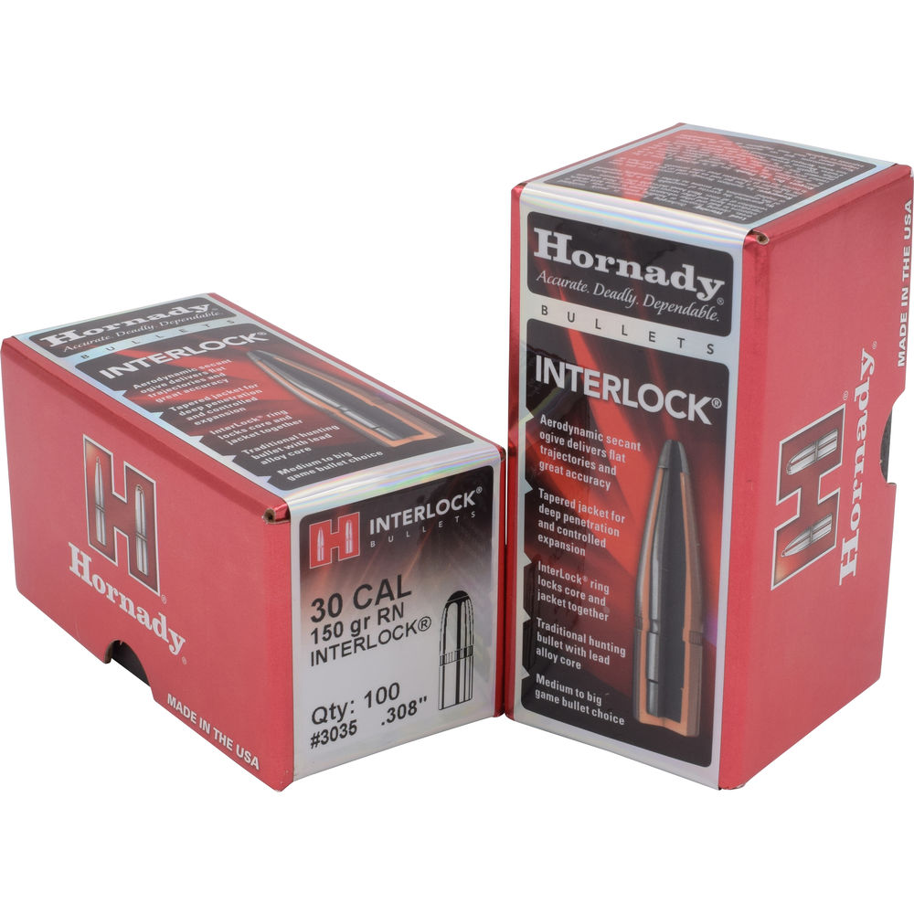 Hornady - 3035 - 30 CAL - BULLET 30 CAL 308 150 GR RN 100/BX for sale