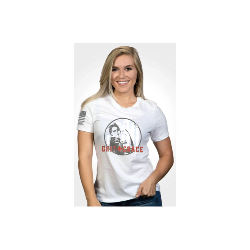 nine line apparel - GGRACEWRTSWHITEXL - WOMEN RELAX FIT SHIRT GRIT/GRACE WHT XL for sale
