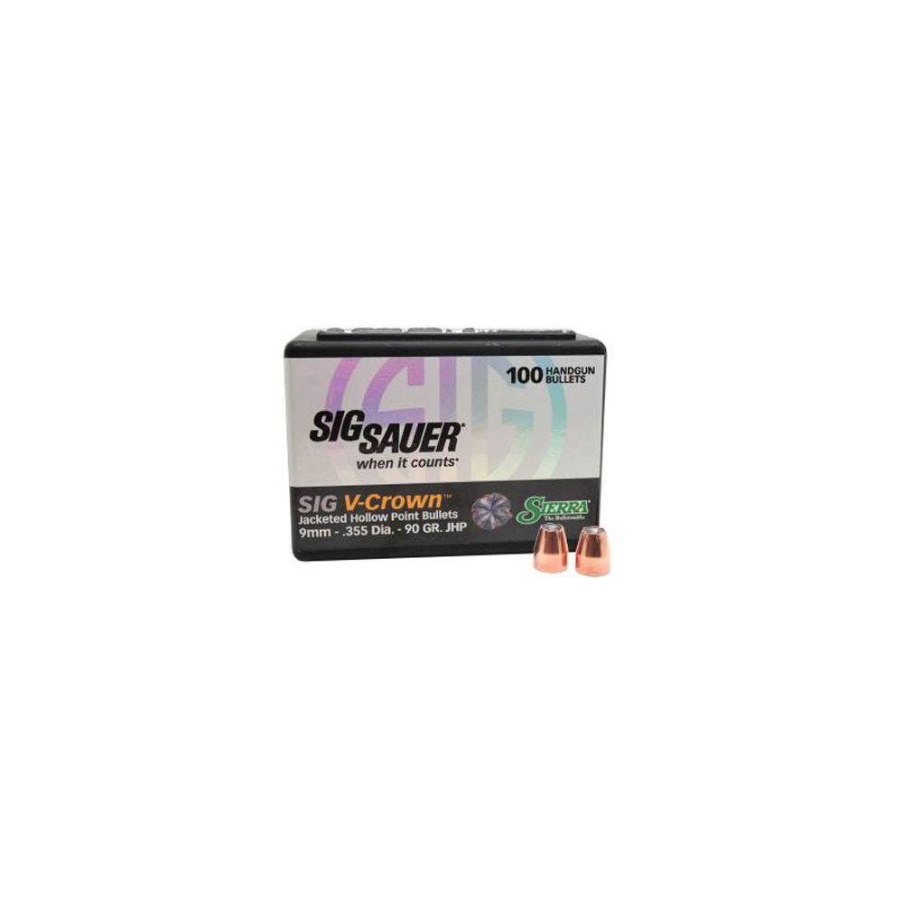 sierra bullets - V-Crown - HANDGUN BULLETS 9MM 90GR JHPV 100/BX for sale