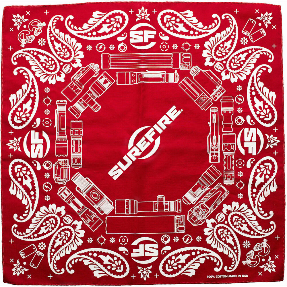 surefire - BANDANARD - BANDANA SUR LOGO 100 COT 22X22 RED for sale