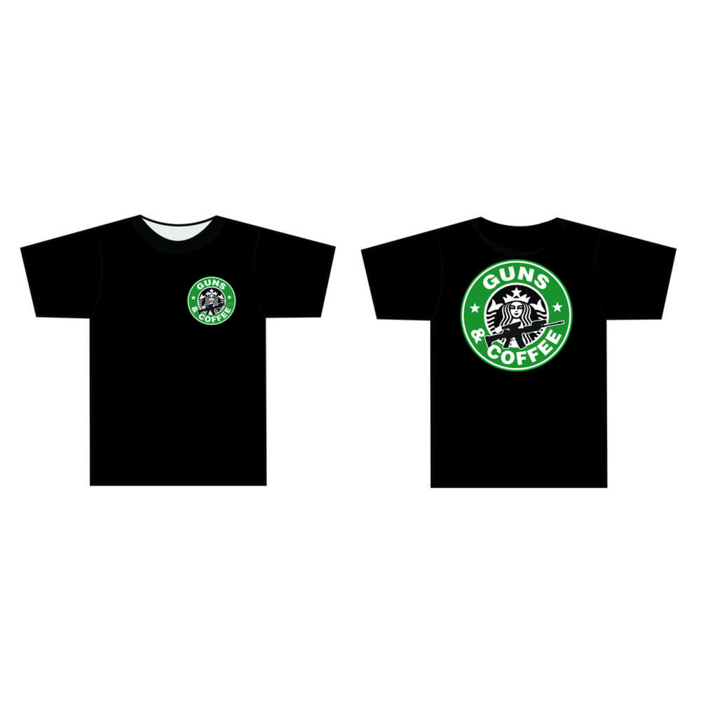 tuff products - 3001BK2X - GUNS AND COFFEE T-SHIRT BLK - 2XL for sale